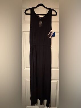 NWT Fever Sz Large Black Sleeveless Maxi Dress w/ elastic waist, removable belt